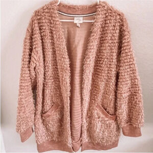 Size L Knox Rose Dusty Rose Textured Eyelash Cardigan